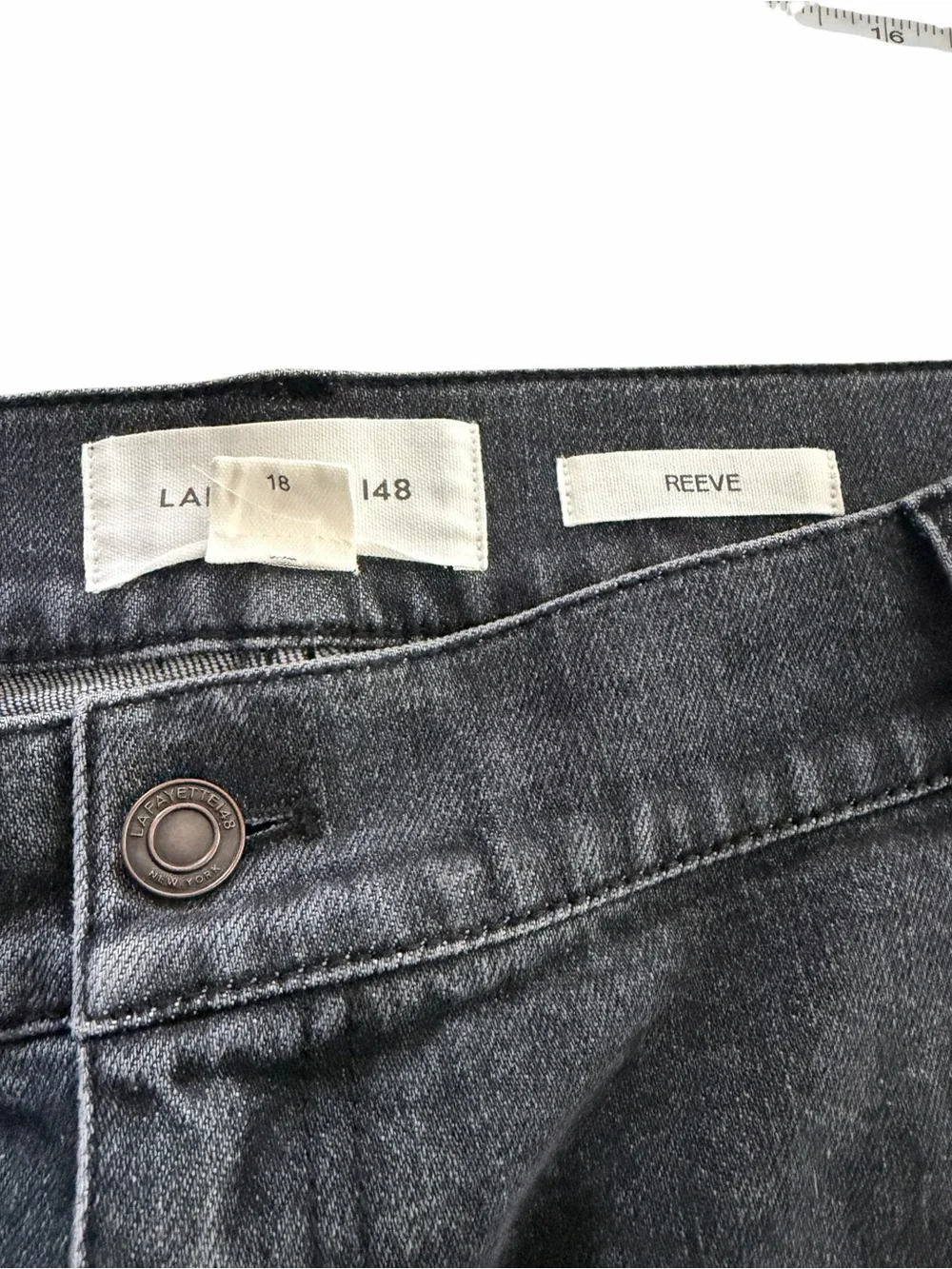 Lafayette 148 Black Faded Reeve Straight Leg Jeans Size 34 Size 18